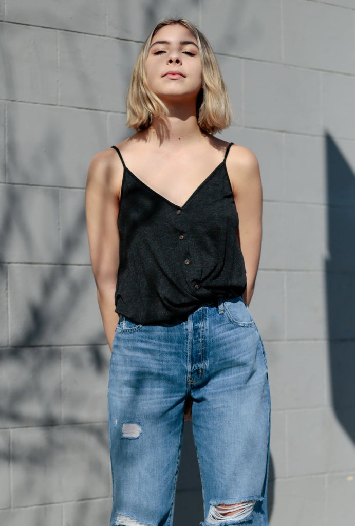 Drapey Button Down Tank Top