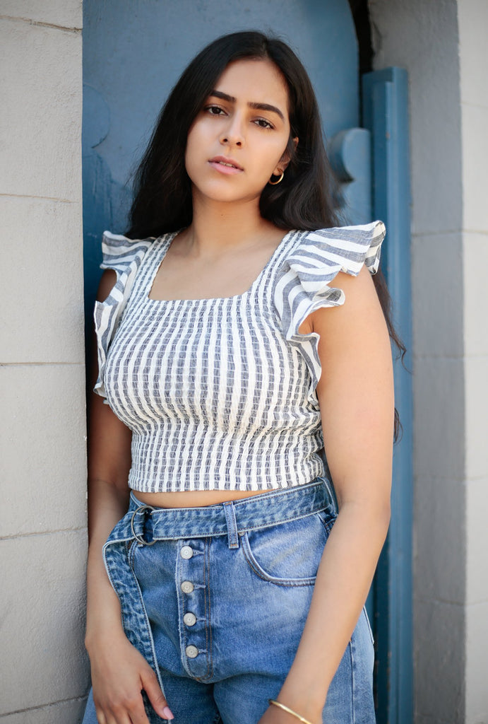 Ruffle Sleeve Crop Top