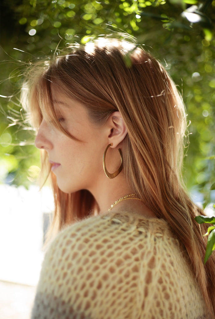 Sabi Flat Hoops Earrings - Brass
