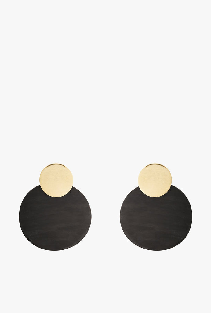Maxi Coin Contrast Stud Earrings P - Black