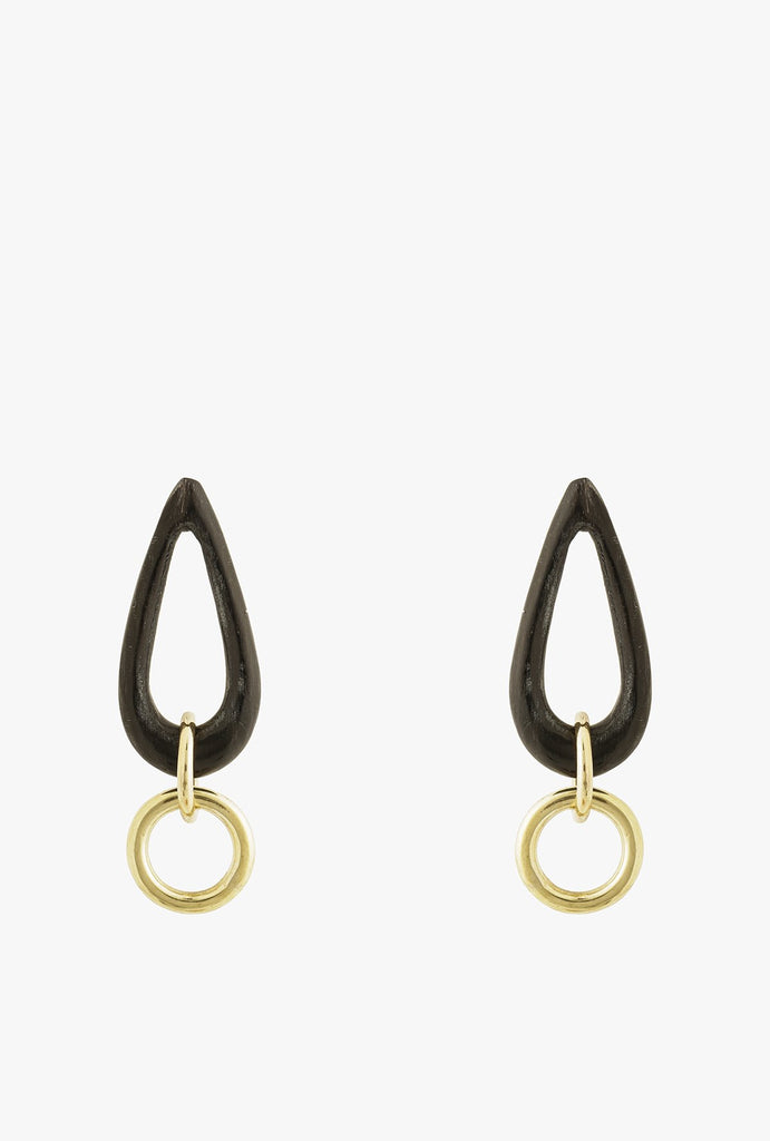 Luo Teadrop Earrings P - Black/Brass