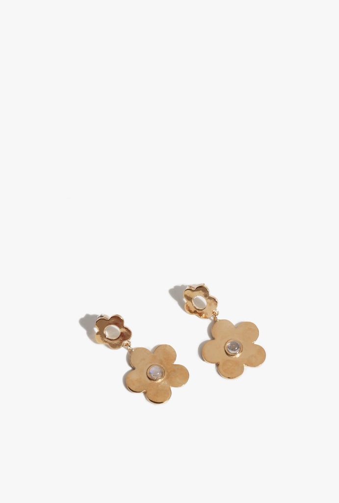 Paisley Drop Earrings P - Gold Plated Bronze w/Moonstone
