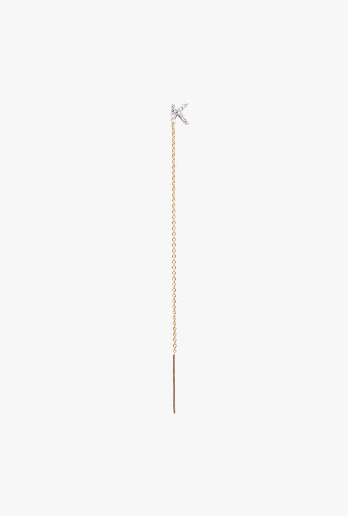 Diamond "K" Initial Threader Earring - Single