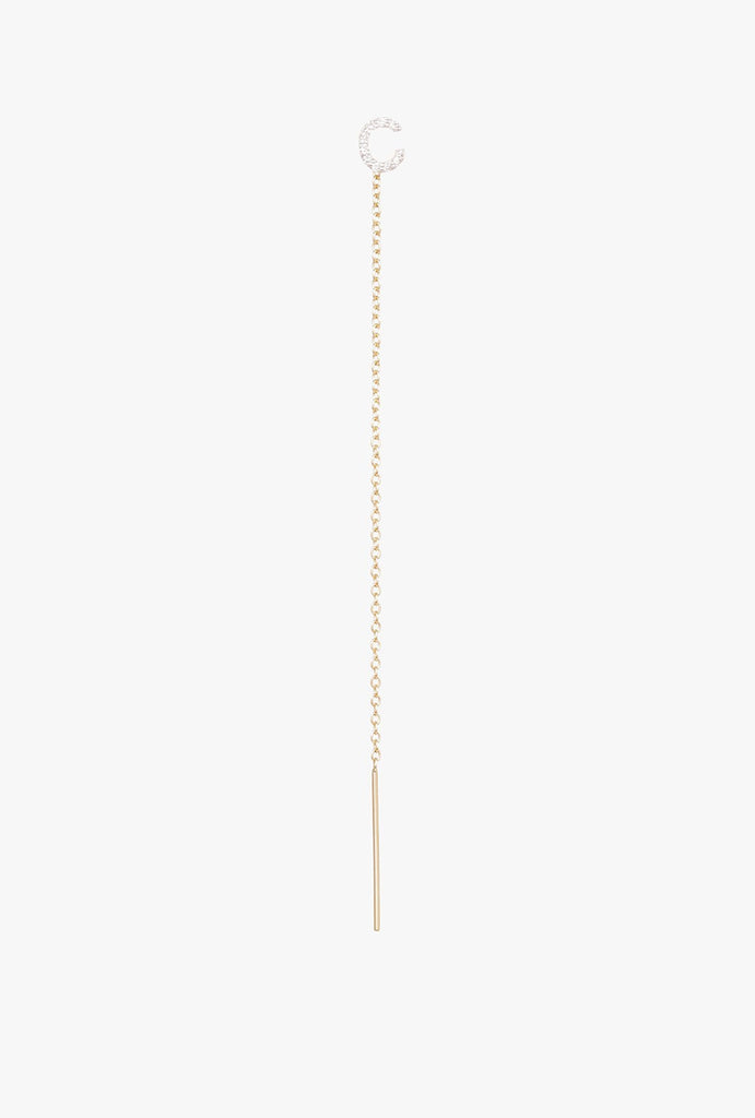 Diamond "C" Initial Threader Earring - Single