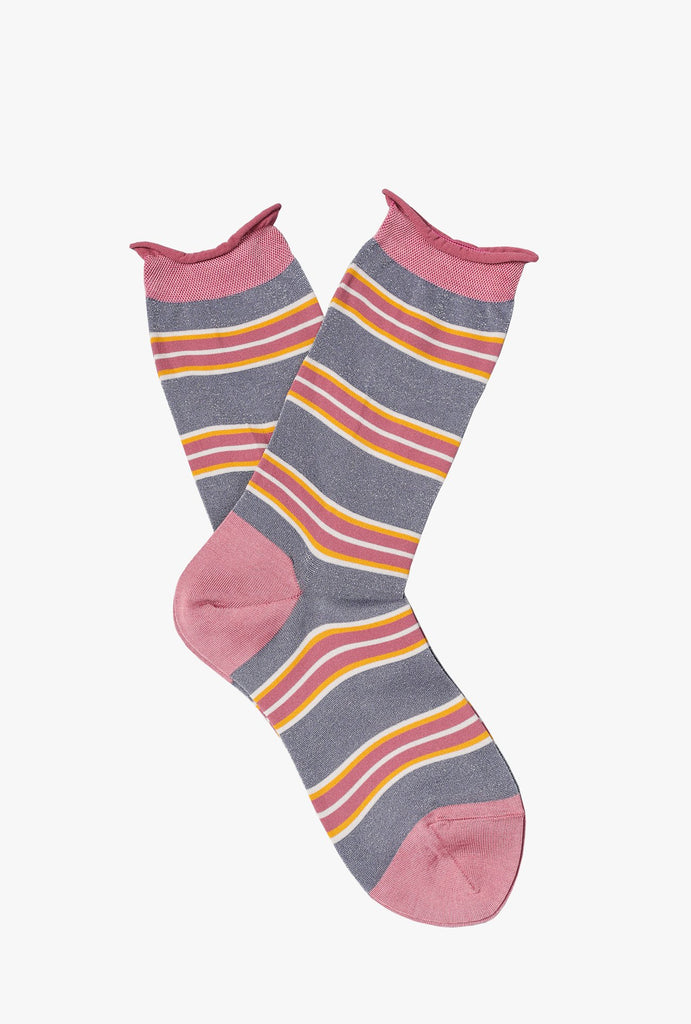 70's Stripe Crew Sock - Grey Shimmer