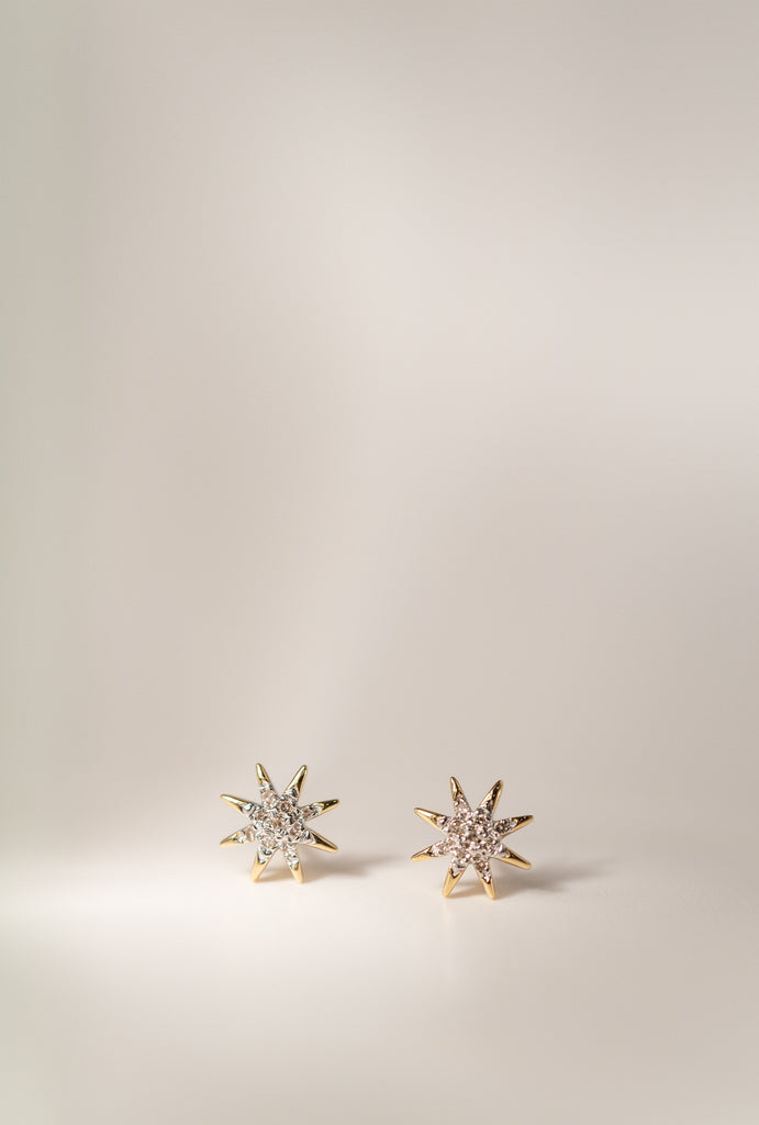 Solid Pave Starburst Earrings P - 14KYGWD