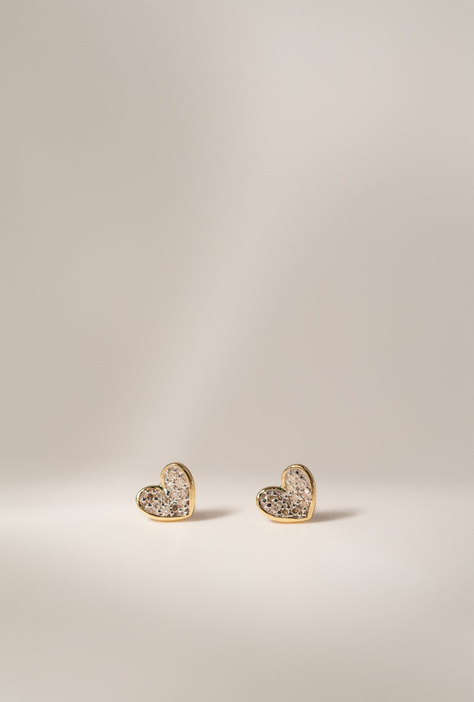 Super Tiny Pave Folded Heart Earrings P - 14KYGWD