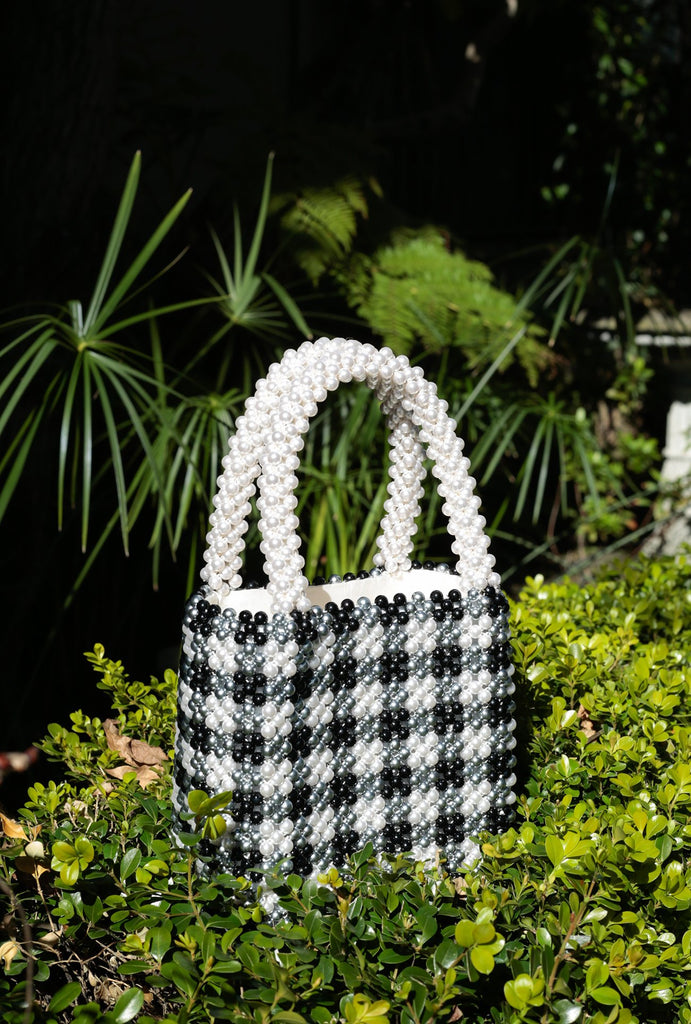 Gingham Pearl Handbag