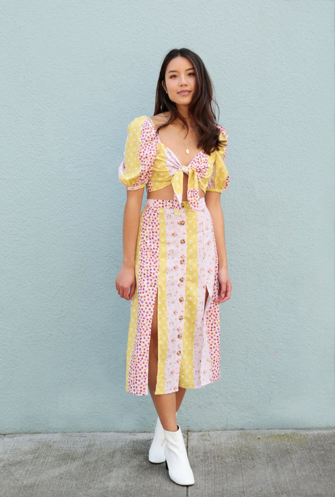 Daisy Button Midi Skirt