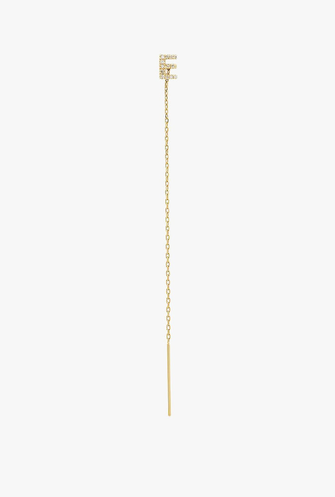 Diamond "E" Initial Threader Earring - Single