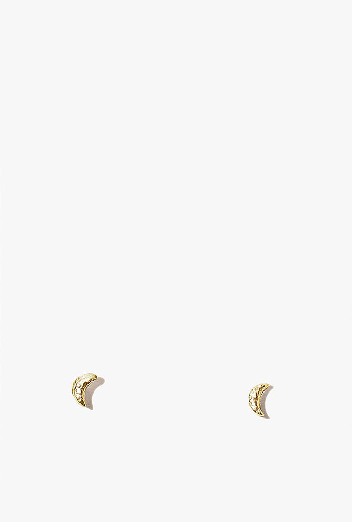 Moon Stud Earrings - 14kYG