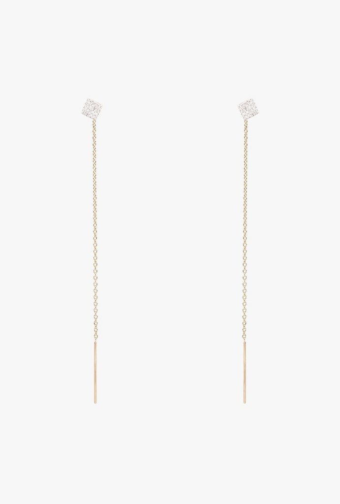 Pave Dia Sq Threader Earring P