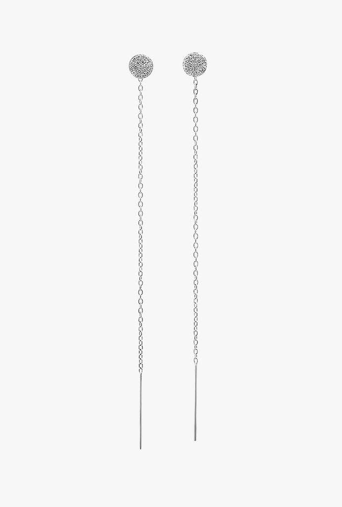 Pave Diamond Circle Threader EarringP - GOLD GOLD
