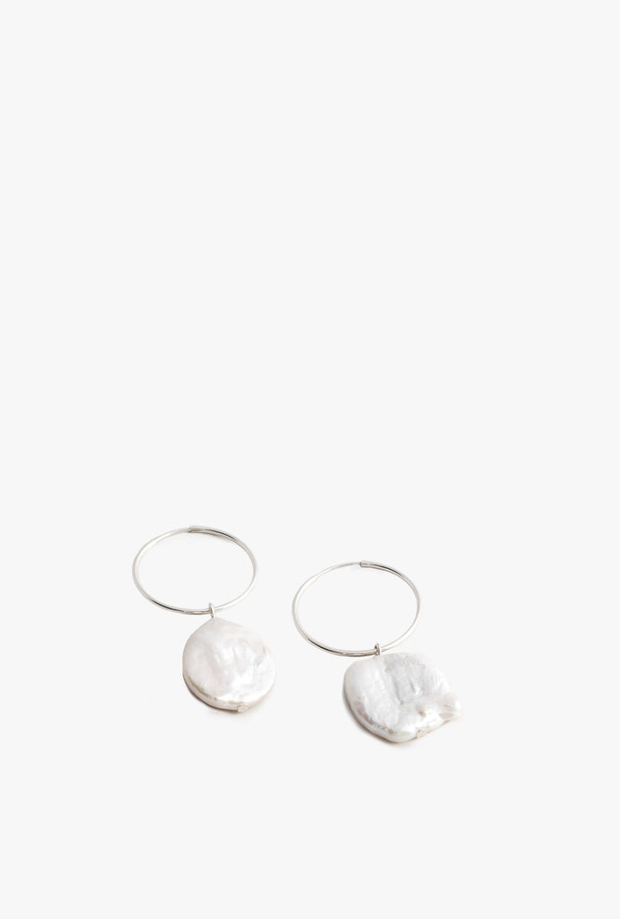 Pearl Hoop Earrings - STERLING SILVER